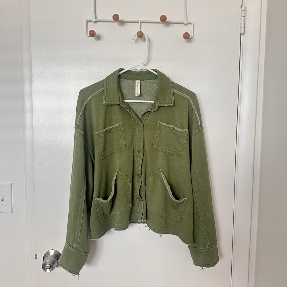 Olive Green Women's Free People Button Up